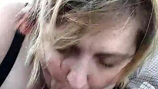 bbw wife liz sucking cock on the roadside again