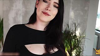 best brunette sex in tracksuit with vibrator toy pussy creampie doggystyle blowjob 😍