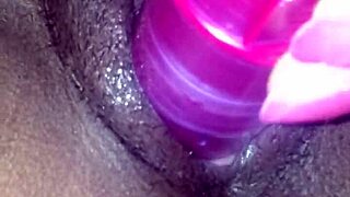 Ex Ebony Girlfriend Uses Vibrator and Sucks Cock