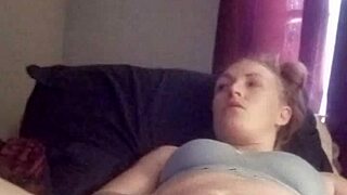 Snow bunny plays with shaved pussy using toys