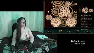 Brunette BBW With Big Natural Tits And Glasses Plays Naked Secret Of The Old Clock Part 2