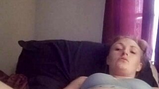 Snow bunny plays with shaved pussy using toys