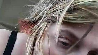 bbw wife liz sucking cock on the roadside again