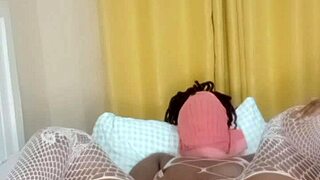 curvy black milf whore spreads wet pussy fully on display in solo massage