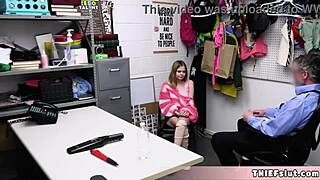 cute shoplifter coco offers tiny pussy to avoid trouble