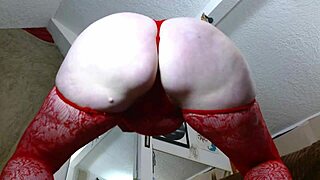 1188 dawnskye1962 is a giantess towering over you in red lingerie with her big natural tits and hairy beaver showing off