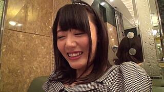 I recruited Mao, 21-year-old factory worker with huge F-cup tits and puffy pussy. She spread it shyly and came multiple times intensely.