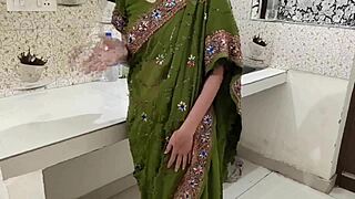 indian stepmom shares kitchen moments with stepson in clear audio chat