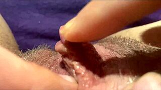 close up of big clit orgasm from vaginal masturbation