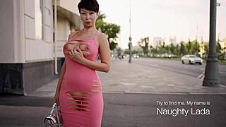 Feeling excited, I cut my dress and went outside flashing upskirt to others with naughty milf exhibitionism.