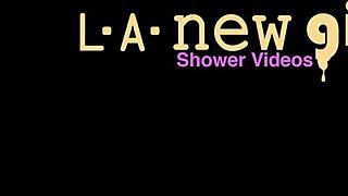 shy teen 18+ blonde took a shower after her photoshoot on the sofa in a solo casting session