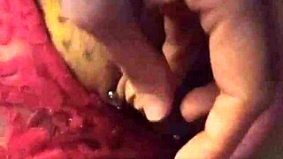 Playing with huge natural tits and smooth wet pink pussy