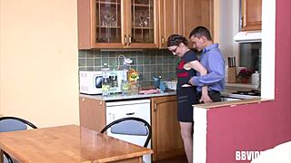 German Milf Fucked Hardcore in Kitchen with Facial