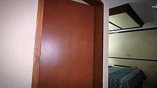 Petite 18+ brunette in cosplay gives POV blowjob with natural small tits for homemade deepthroat cumshot in mouth and missionary fucking