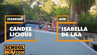 pov shows horny blonde students candee licious and isabella de laa seducing in 3some cowgirl blowjob.