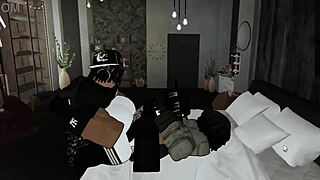 This femboy takes rough pounding from two huge black cocks in group session