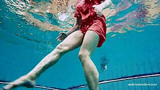 oh gosh, sexy naked twat avenna is swimming nude in the pool with her tight russian pussy and european babe ass on display