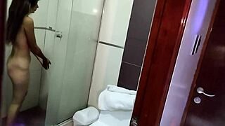 Spying on my cute Peruvian stepsister in the bath turns into intense doggystyle fucking right there!