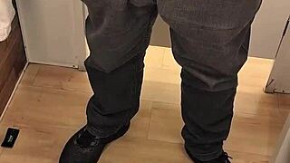 i quickly jerked off my small cock in the shopping mall bathroom during a solo outdoor adventure