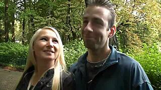 Blonde gives blowjob and fingering in doggystyle casting interview with cute licking