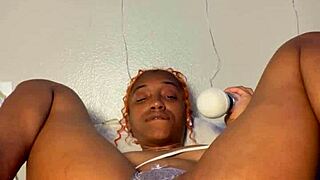 she experiences a thrilling late night panty stuffing orgasm with her ebony big pussy spread wide