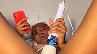 she experiences a thrilling late night panty stuffing orgasm with her ebony big pussy spread wide