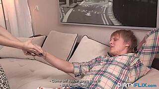 dirty stephanie moon rides skinny pussy on boyfriend and turns him into cuckold with cumshot.