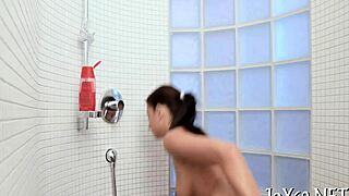 hey, what if solo gal stimulates her tight petite teen pussy and small tits with huge dildo?