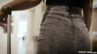 Latin teen 18+ fucks stepmom's boyfriend for revenge in wild threesome with deepthroat and big tits action.