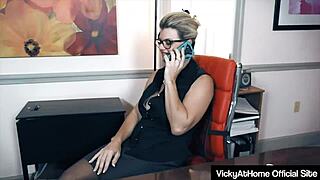 Hot Secretary Vicky Vette Masturbates At Office For Boss With Big Tits And Clit!