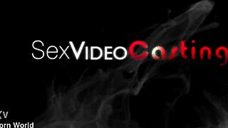 newcomer brunette enjoys teasing and fingering in her casting interview session