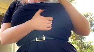 Alt milf nextdoor smokes outback! Fat bbw with big natural tits and curvy ass in thong panties chubby and kinky outdoor fetish action!