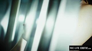 Who knew nipple clamps and ball gag would make this horny redhead cum hard from toy masturbation in bondage?