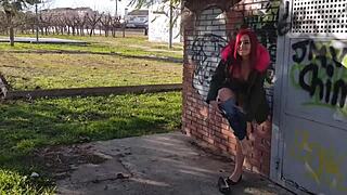 i'm havin a good day squirting in the public park... oops, almost got caught!