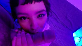 Whoa, cute alt teen 18+ fucks lucky guy hard and ends with mouth full of creamy cum!