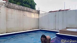 Hey, I caught my hot latina neighbor drii cordeiro playing with a sex machine in her backyard - big tits bouncing outdoors!