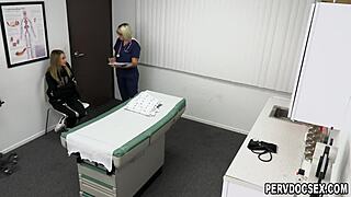 Perverted doctor Jay Crew examines patient Kyler Quinn with detailed fingering and intense fucking in hospital office