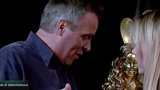 Beautiful threesome with two sluts riding big cock in shaved pussy anal and cum swallowing!