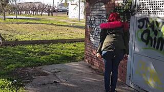 i'm havin a good day squirting in the public park... oops, almost got caught!