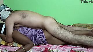 Mature Indian Housewife Lying on Bed in Nightdress Gets Hairy Anal Sex from Boyfriend