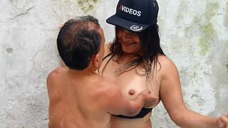 Famous dwarf on honeymoon at beach with brazilian big ass amateur