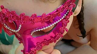 Masked student delivers another cute passionate blowjob