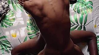 Black naked slut takes big cock in homemade anal assfucking for intense orgasm on webcam