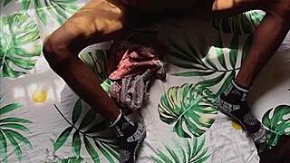 Black naked slut takes big cock in homemade anal assfucking for intense orgasm on webcam