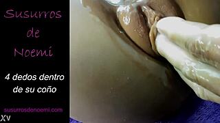 Specific Fingering Action with Four Digits Deep Inside Her Wet Pussy Until Orgasm