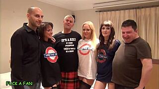 Tubbs Adreena and Lucy in Wild Orgy with Blowjobs Deepthroat and Cum on Tits!