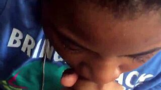 suckin my dick in the rain with black ebony teen 18+ blowjob action