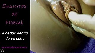 Specific Fingering Action with Four Digits Deep Inside Her Wet Pussy Until Orgasm