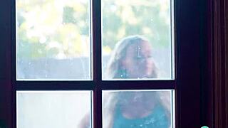 Stepson fucks busty neighbor and milf stepmom Pristine Edge in taboo blonde blowjob threesome with big tits deepthroat