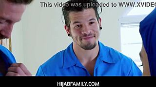 Two guys double fuck mini Muslim Maya Bijou in turns